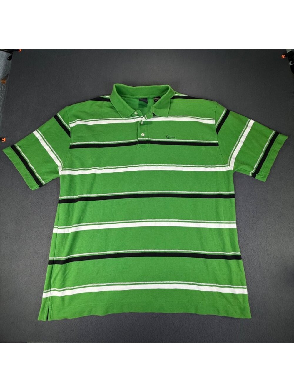 VTG Karl Kani Gold Polo Green/Black/White Striped Shirt Men’s Size 3XL EUC